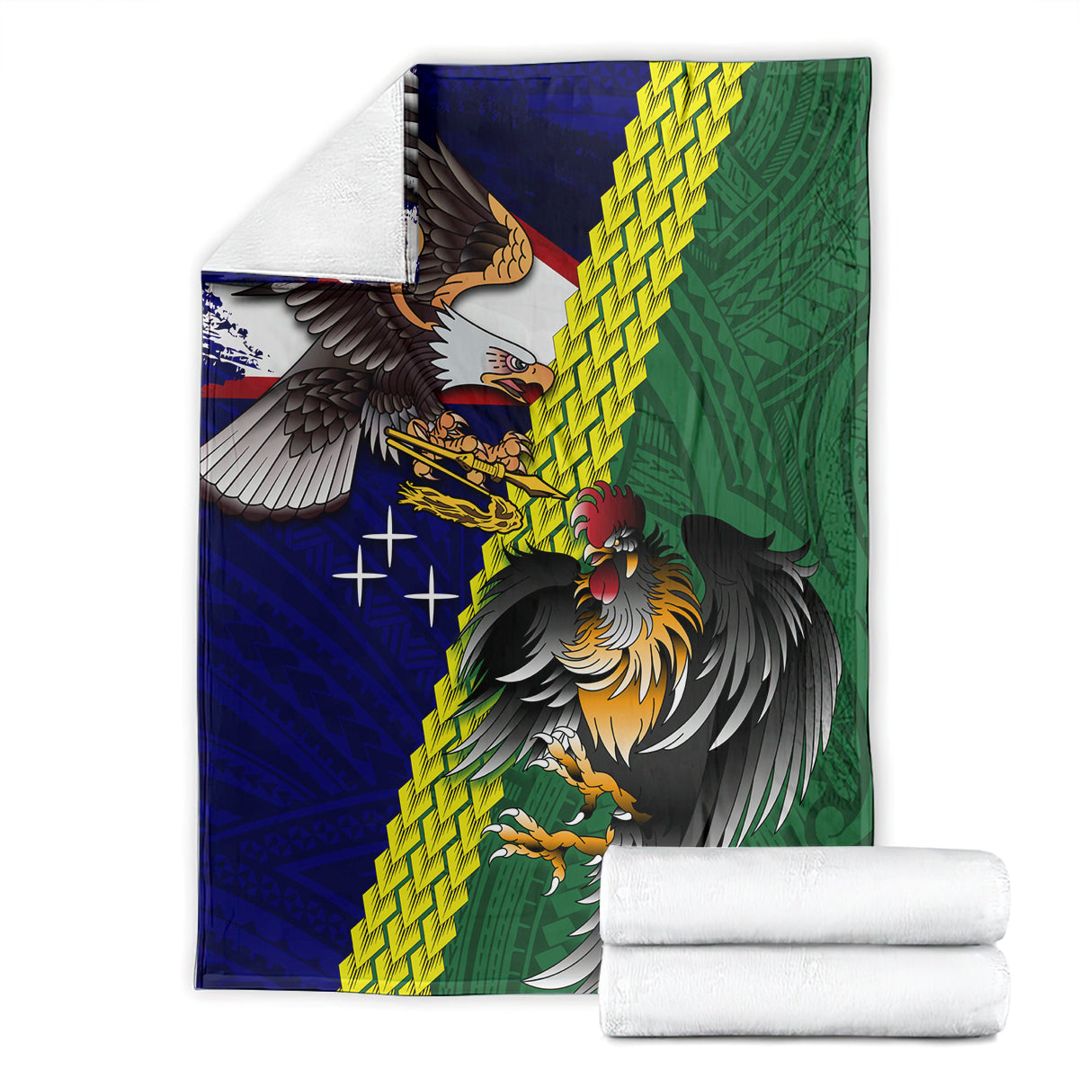 Manu'a Island and American Samoa Blanket Rooster and Eagle Mascot LT03 - Polynesian Pride