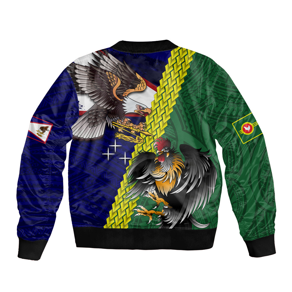 Manu'a Island and American Samoa Bomber Jacket Rooster and Eagle Mascot LT03 - Polynesian Pride