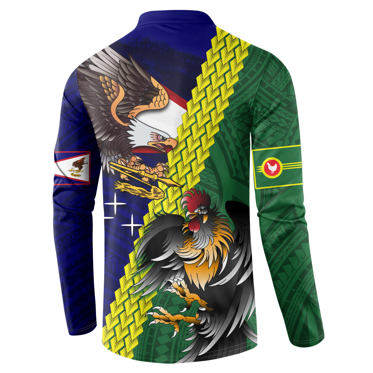 Manu'a Island and American Samoa Button Sweatshirt Rooster and Eagle Mascot LT03 - Polynesian Pride