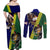 Manu'a Island and American Samoa Couples Matching Off Shoulder Maxi Dress and Long Sleeve Button Shirt Rooster and Eagle Mascot