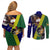Manu'a Island and American Samoa Couples Matching Off Shoulder Short Dress and Long Sleeve Button Shirt Rooster and Eagle Mascot