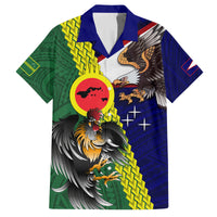 Manu'a Island and American Samoa Family Matching Off Shoulder Short Dress and Hawaiian Shirt Rooster and Eagle Mascot