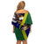 Manu'a Island and American Samoa Family Matching Off Shoulder Short Dress and Hawaiian Shirt Rooster and Eagle Mascot