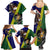 Manu'a Island and American Samoa Family Matching Summer Maxi Dress and Hawaiian Shirt Rooster and Eagle Mascot