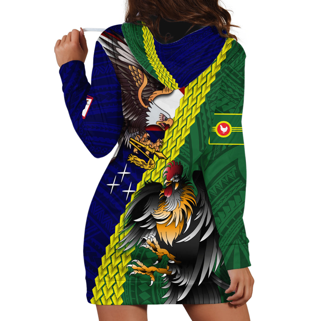 Manu'a Island and American Samoa Hoodie Dress Rooster and Eagle Mascot LT03 - Polynesian Pride