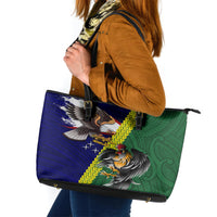 Manu'a Island and American Samoa Leather Tote Bag Rooster and Eagle Mascot LT03 Green - Polynesian Pride