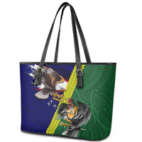 Manu'a Island and American Samoa Leather Tote Bag Rooster and Eagle Mascot LT03 - Polynesian Pride