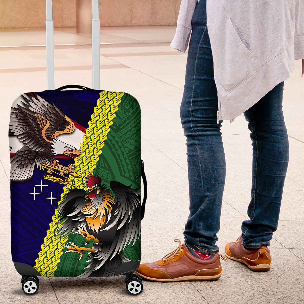 Manu'a Island and American Samoa Luggage Cover Rooster and Eagle Mascot