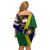 Manu'a Island and American Samoa Off Shoulder Short Dress Rooster and Eagle Mascot