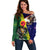 Manu'a Island and American Samoa Off Shoulder Sweater Rooster and Eagle Mascot