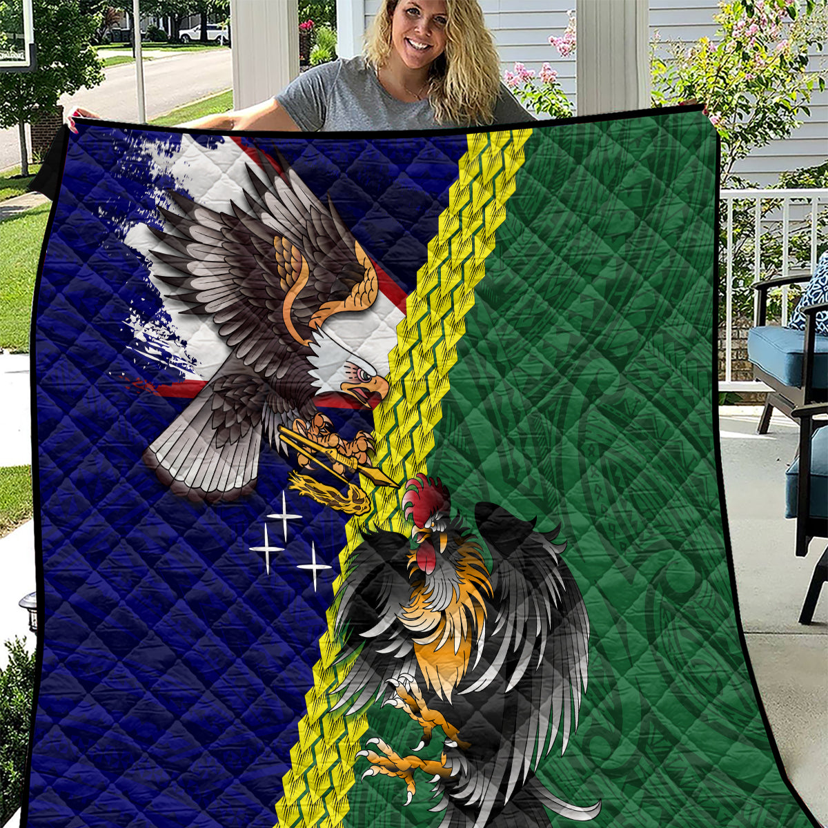 Manu'a Island and American Samoa Quilt Rooster and Eagle Mascot