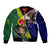 Manu'a Island and American Samoa Sleeve Zip Bomber Jacket Rooster and Eagle Mascot