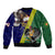 Manu'a Island and American Samoa Sleeve Zip Bomber Jacket Rooster and Eagle Mascot