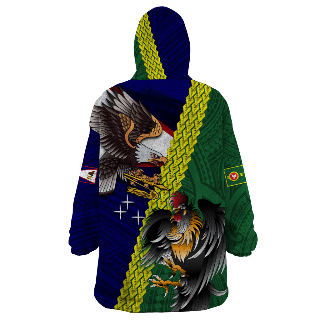 Manu'a Island and American Samoa Wearable Blanket Hoodie Rooster and Eagle Mascot LT03 - Polynesian Pride
