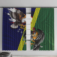 Manu'a Island and American Samoa Window Curtain Rooster and Eagle Mascot LT03 With Hooks Green - Polynesian Pride