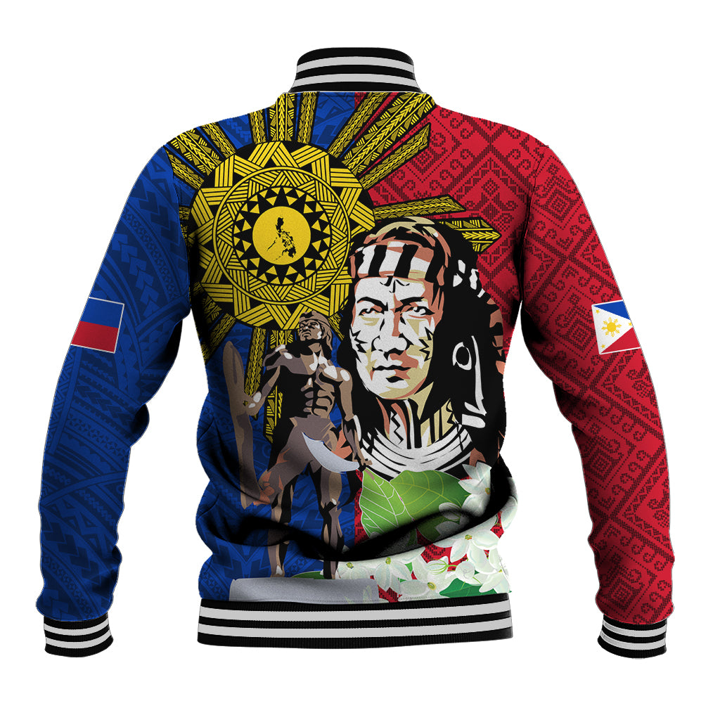 Philippines Lapu-Lapu Baseball Jacket Filipino Sun Tattoo With Yakan Pattern