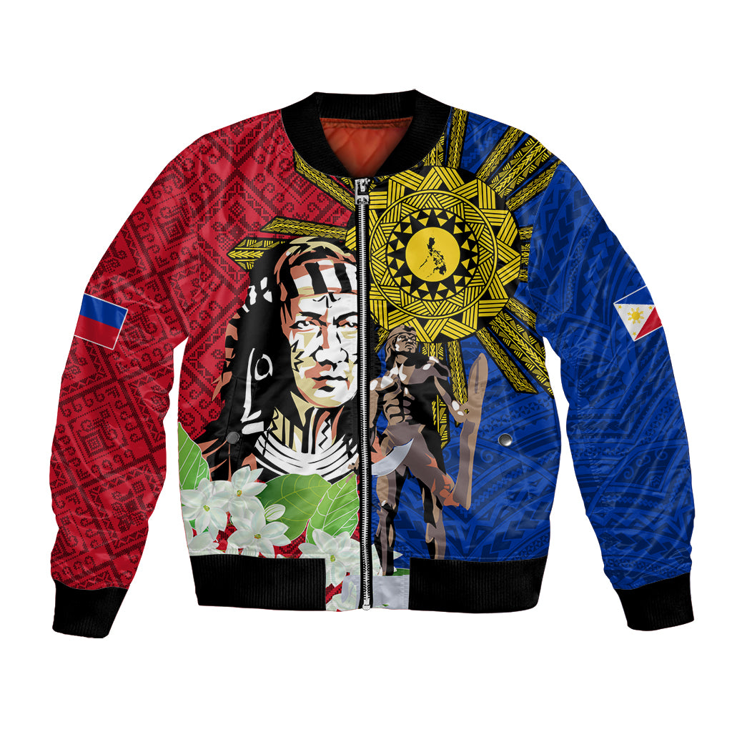 Philippines Lapu-Lapu Bomber Jacket Filipino Sun Tattoo With Yakan Pattern