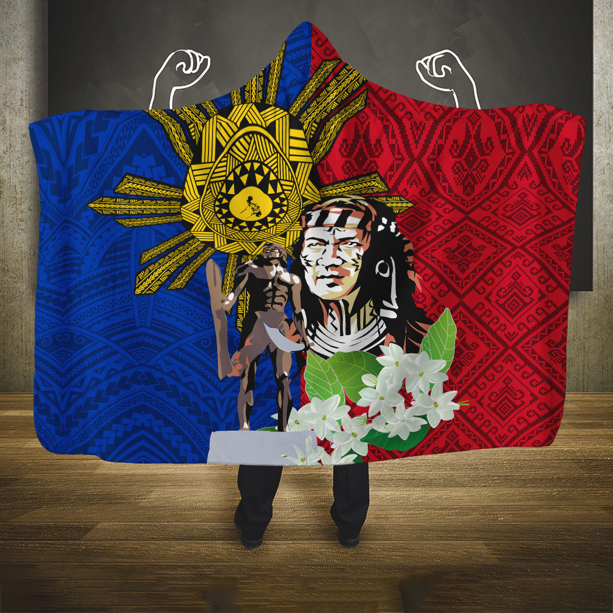 Philippines Lapu-Lapu Hooded Blanket Filipino Sun Tattoo With Yakan Pattern