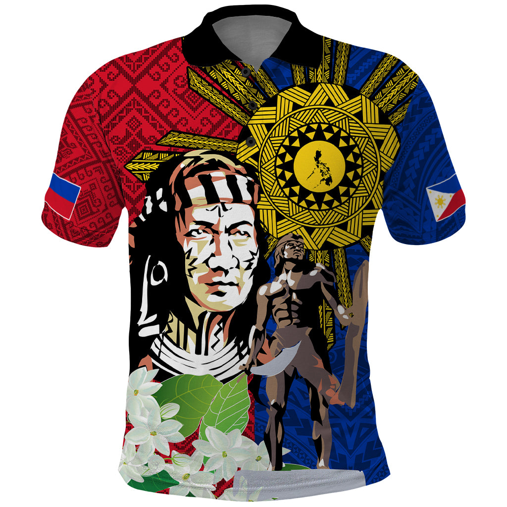 Philippines Lapu-Lapu Polo Shirt Filipino Sun Tattoo With Yakan Pattern