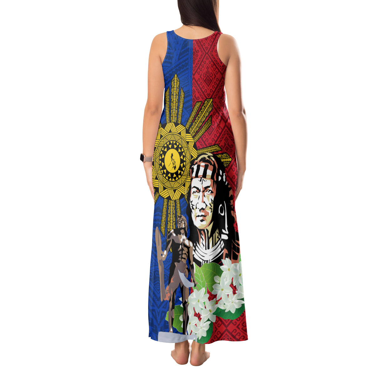 Philippines Lapu-Lapu Tank Maxi Dress Filipino Sun Tattoo With Yakan Pattern