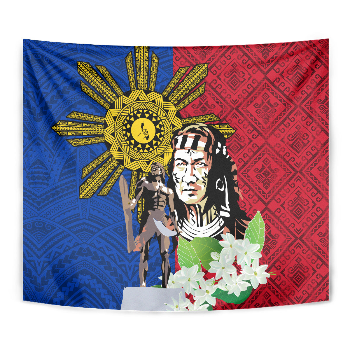 Philippines Lapu-Lapu Tapestry Filipino Sun Tattoo With Yakan Pattern