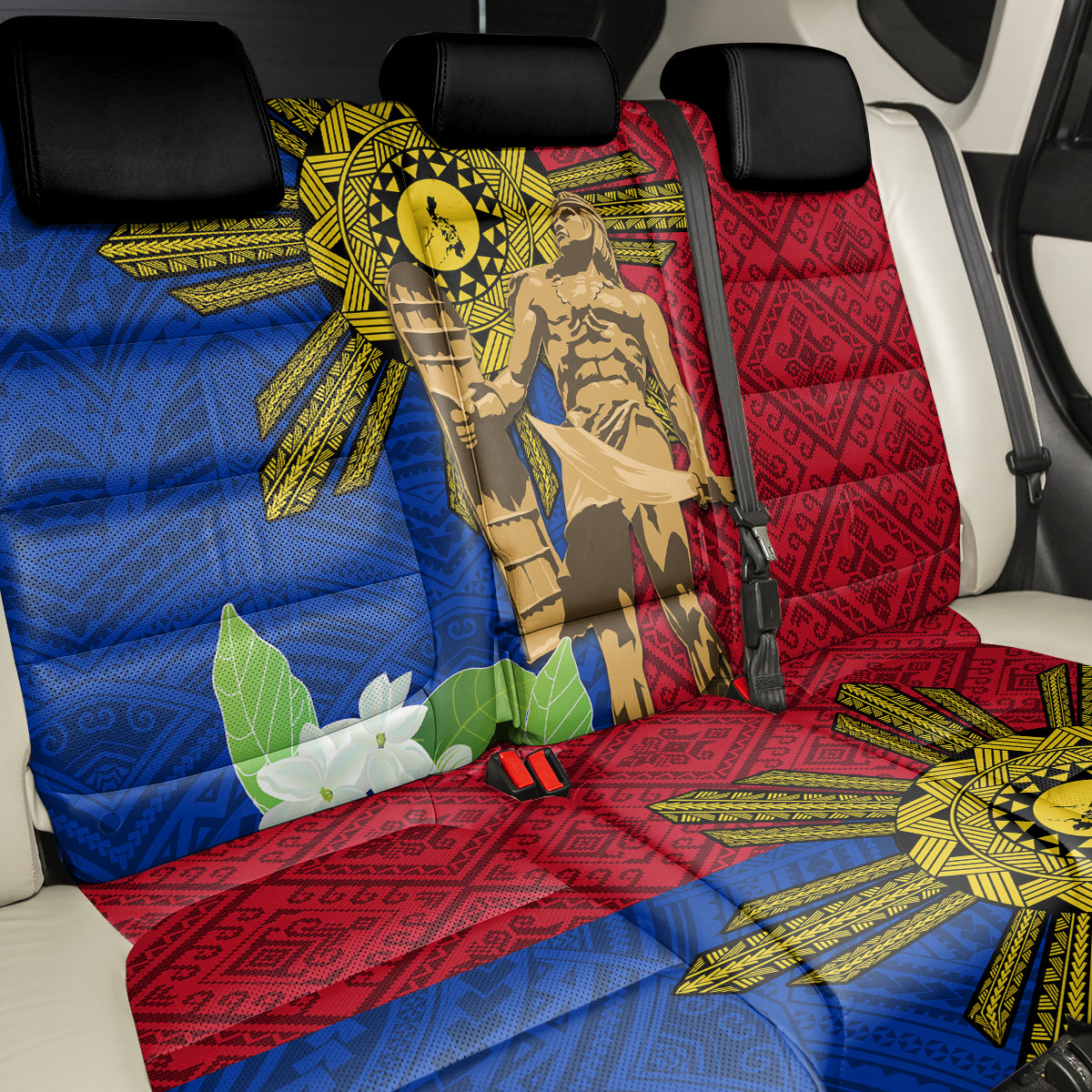 Philippines Lapu Lapu King Jasmine Flowers Back Car Seat Cover Filipino Sun Tattoo