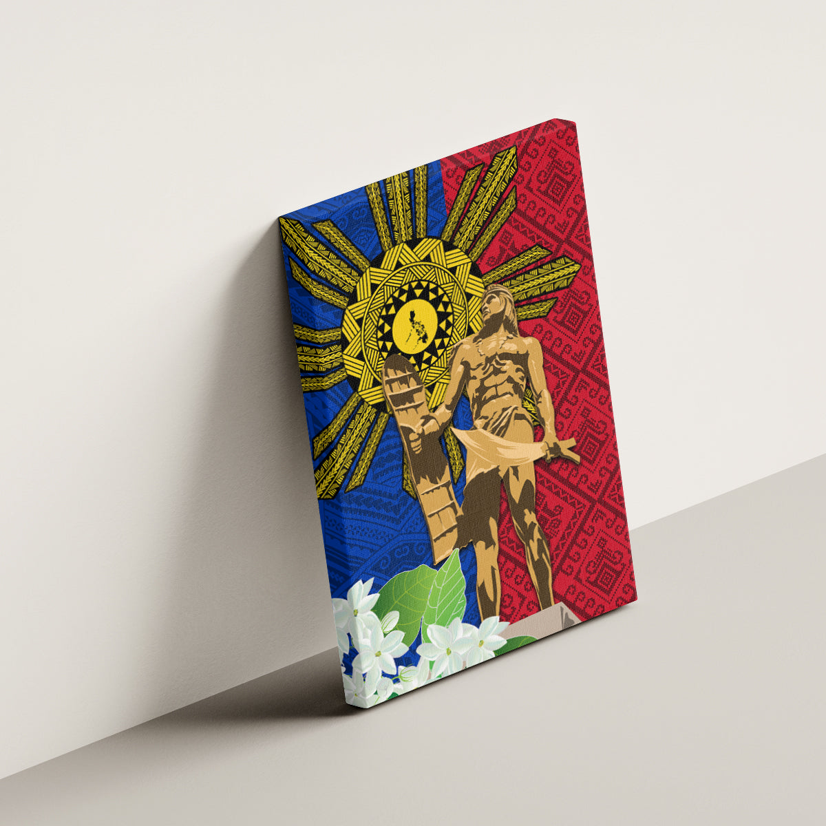 Philippines Lapu Lapu King Jasmine Flowers Canvas Wall Art Filipino Sun Tattoo
