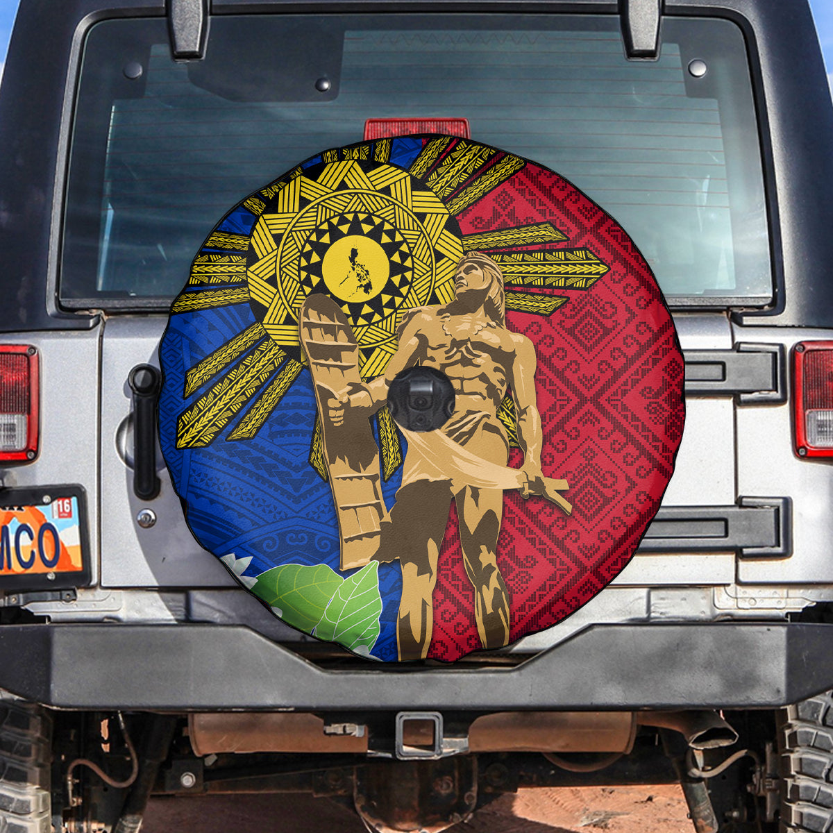 Philippines Lapu Lapu King Jasmine Flowers Spare Tire Cover Filipino Sun Tattoo