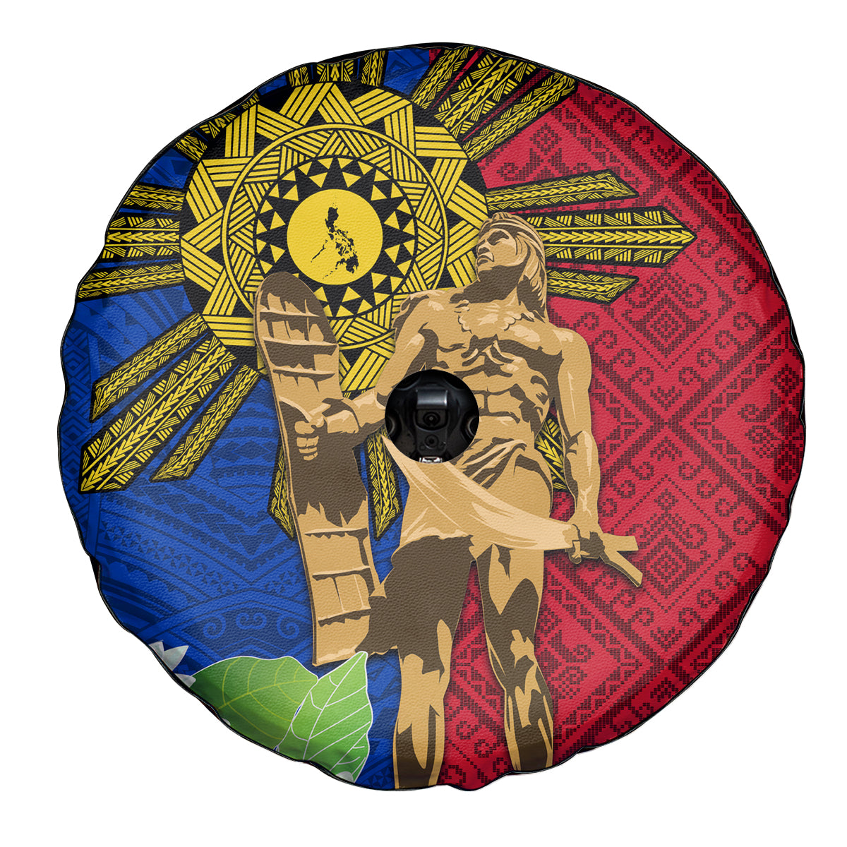 Philippines Lapu Lapu King Jasmine Flowers Spare Tire Cover Filipino Sun Tattoo