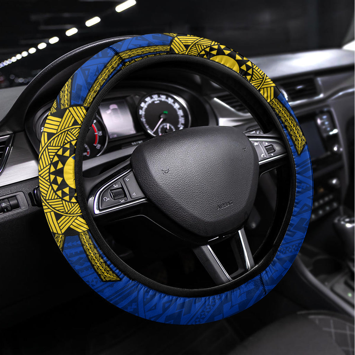 Philippines Lapu Lapu King Jasmine Flowers Steering Wheel Cover Filipino Sun Tattoo