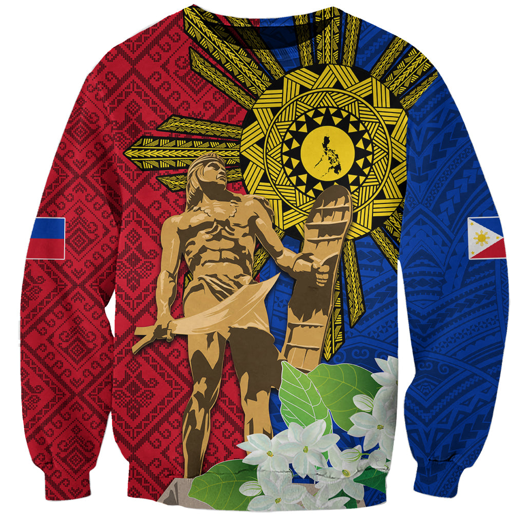 Philippines Lapu Lapu King Jasmine Flowers Sweatshirt Filipino Sun Tattoo