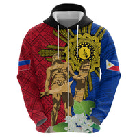 Philippines Lapu Lapu King Jasmine Flowers Zip Hoodie Filipino Sun Tattoo