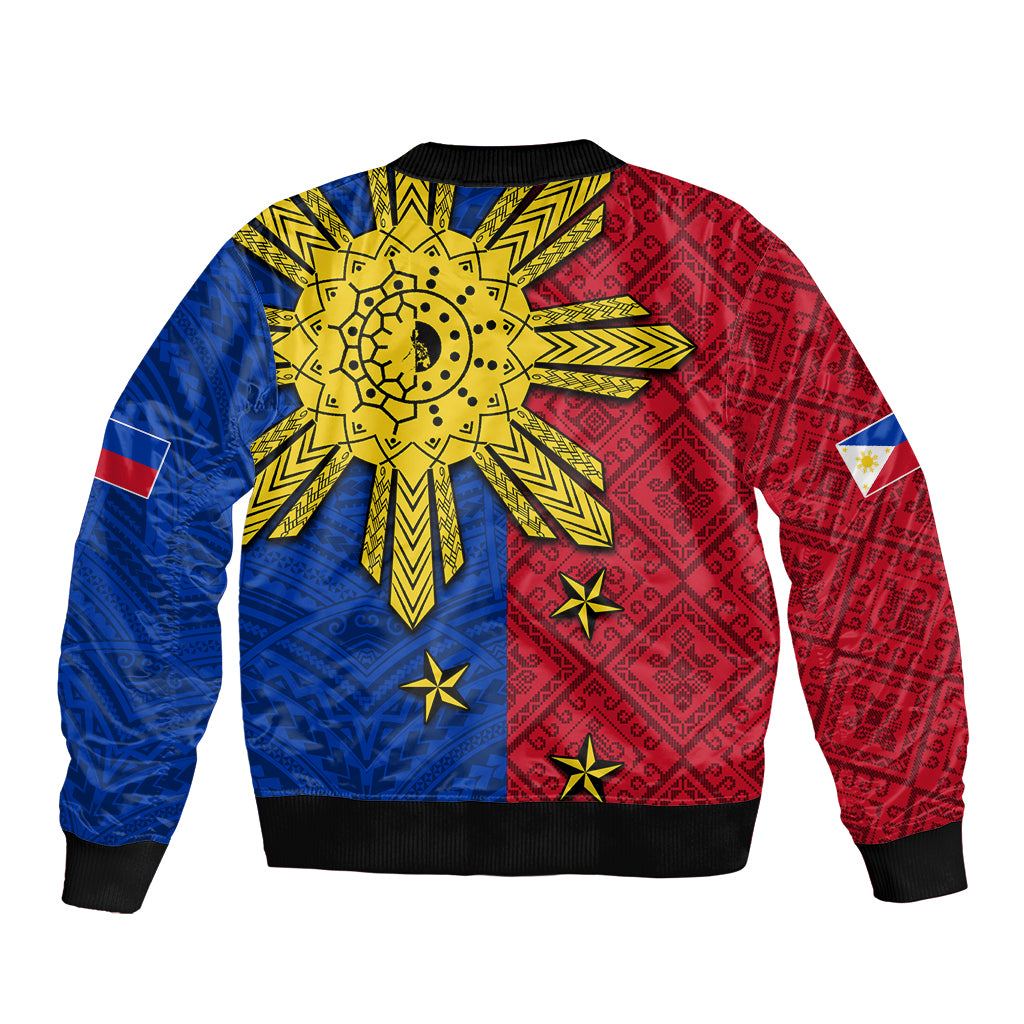 Philippines Sun Batok Tattoo Bomber Jacket Polynesian and Yakan Pattern