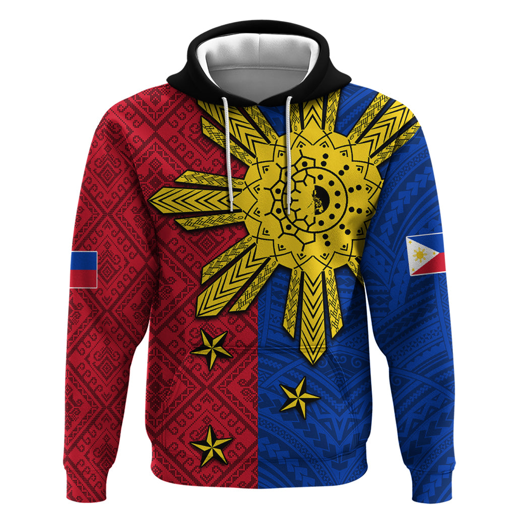 Philippines Sun Batok Tattoo Hoodie Polynesian and Yakan Pattern