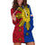 Philippines Sun Batok Tattoo Hoodie Dress Polynesian and Yakan Pattern