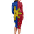 Philippines Sun Batok Tattoo Long Sleeve Bodycon Dress Polynesian and Yakan Pattern