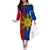 Philippines Sun Batok Tattoo Off The Shoulder Long Sleeve Dress Polynesian and Yakan Pattern