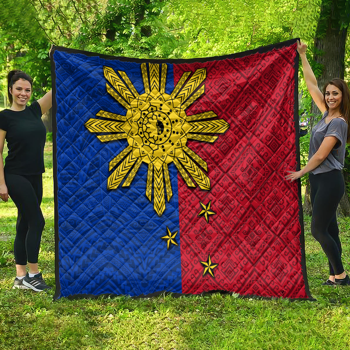 Philippines Sun Batok Tattoo Quilt Polynesian and Yakan Pattern