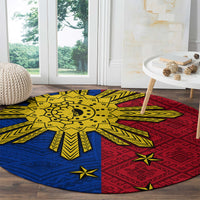 Philippines Sun Batok Tattoo Round Carpet Polynesian and Yakan Pattern