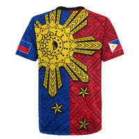Philippines Sun Batok Tattoo Rugby Jersey Polynesian and Yakan Pattern