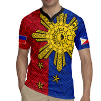 Philippines Sun Batok Tattoo Rugby Jersey Polynesian and Yakan Pattern