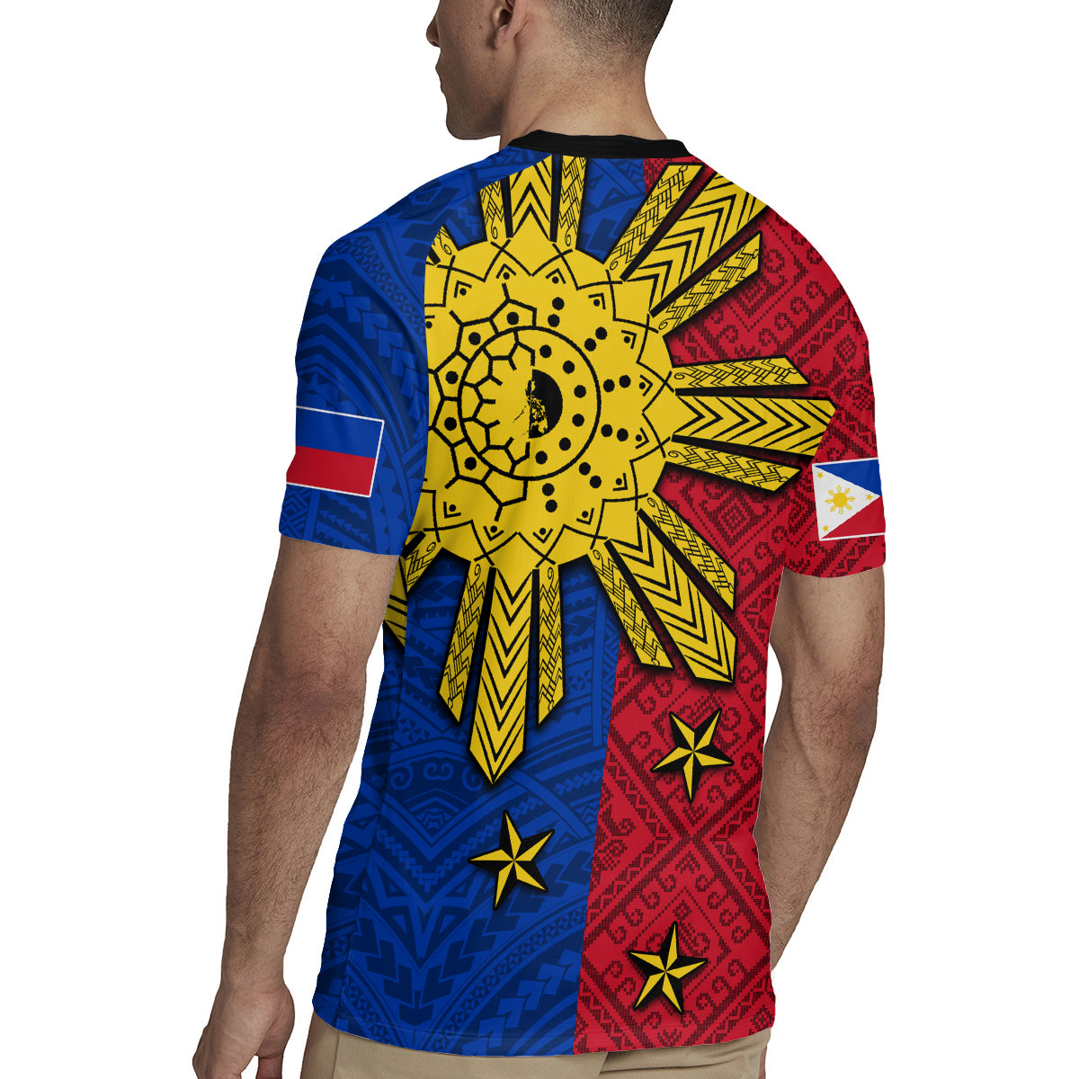 Philippines Sun Batok Tattoo Rugby Jersey Polynesian and Yakan Pattern