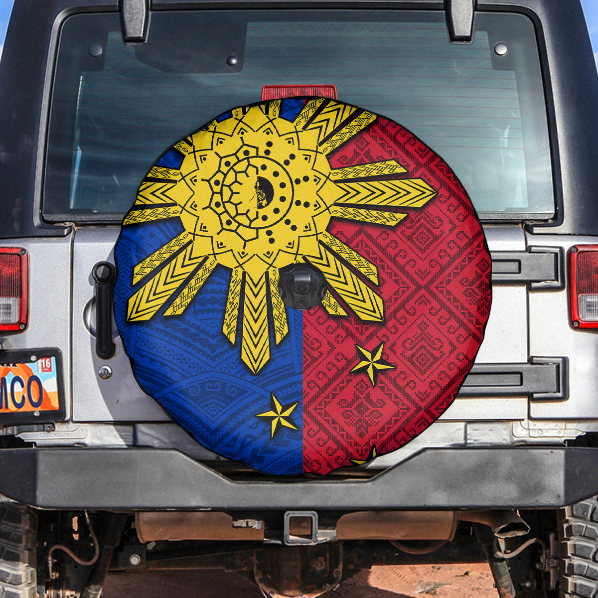 Philippines Sun Batok Tattoo Spare Tire Cover Polynesian and Yakan Pattern