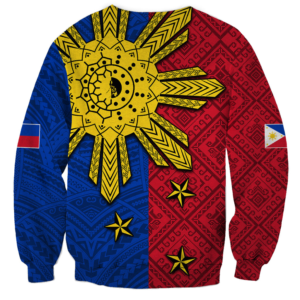 Philippines Sun Batok Tattoo Sweatshirt Polynesian and Yakan Pattern