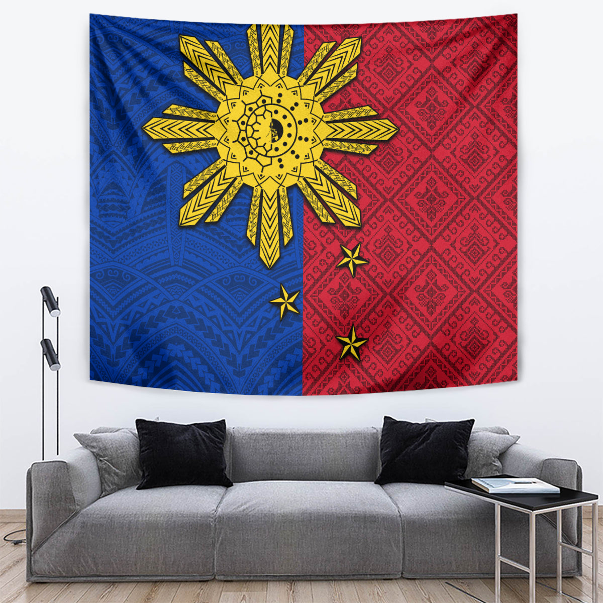 Philippines Sun Batok Tattoo Tapestry Polynesian and Yakan Pattern