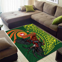 Proud of Manu'a Islands Area Rug Rooster and Polynesian Art Wing Style