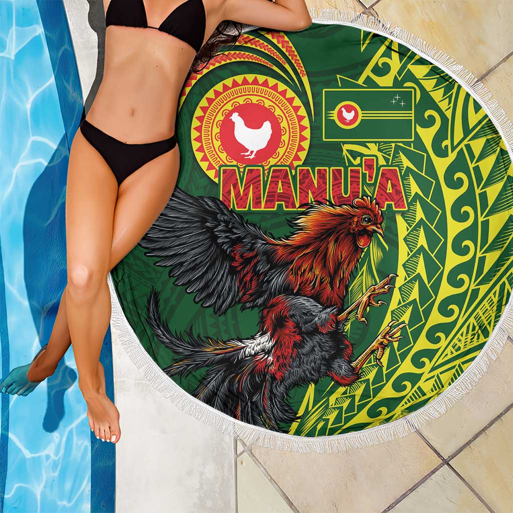 Proud of Manu'a Islands Beach Blanket Rooster and Polynesian Art Wing Style LT03 - Polynesian Pride