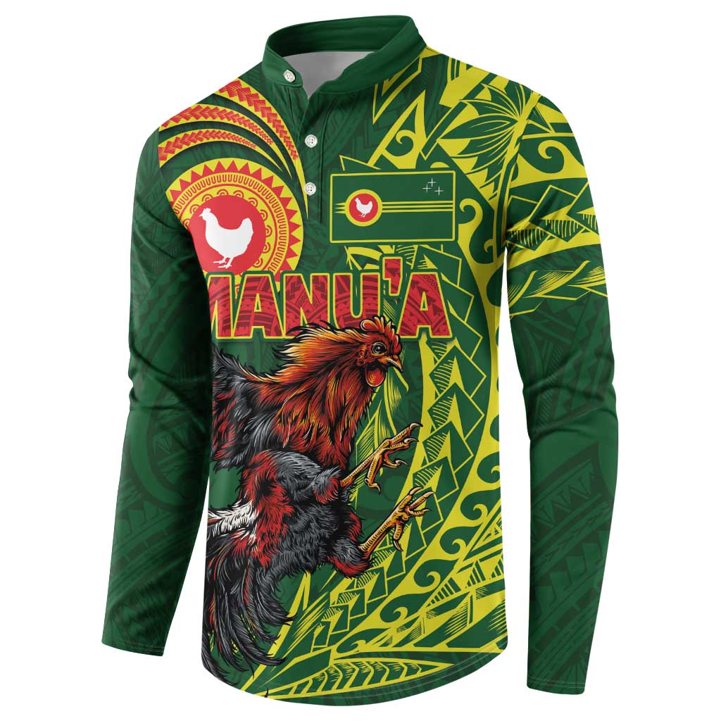 Proud of Manu'a Islands Button Sweatshirt Rooster and Polynesian Art Wing Style LT03 - Polynesian Pride