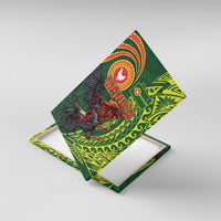 Proud of Manu'a Islands Canvas Wall Art Rooster and Polynesian Art Wing Style LT03 With Frame Green - Polynesian Pride