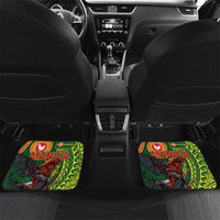 Proud of Manu'a Islands Car Mats Rooster and Polynesian Art Wing Style LT03 Set 2pcs - Back Green - Polynesian Pride